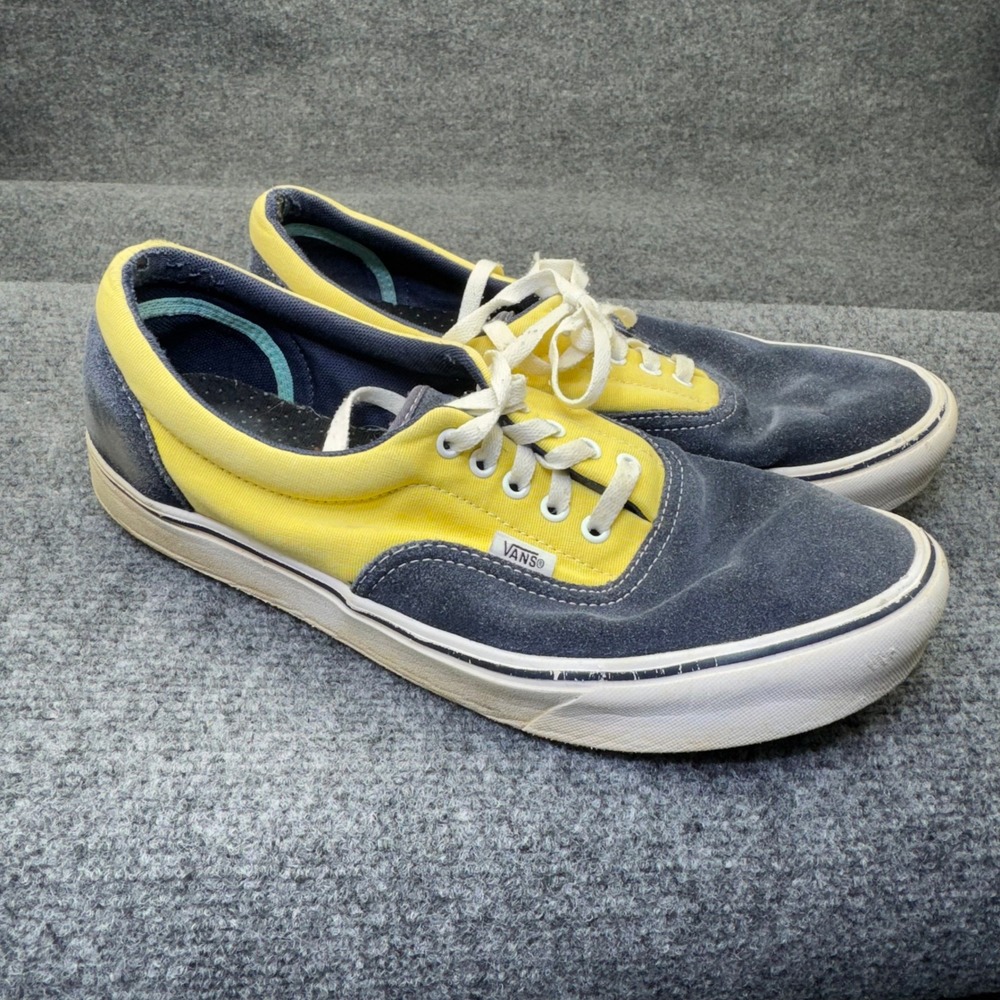Vans Era ComfyCush Skate Shoes Mens 12 Blue Yellow Suede Canvas Low Top Sneakers
